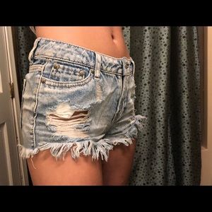 Ripped jean shorts